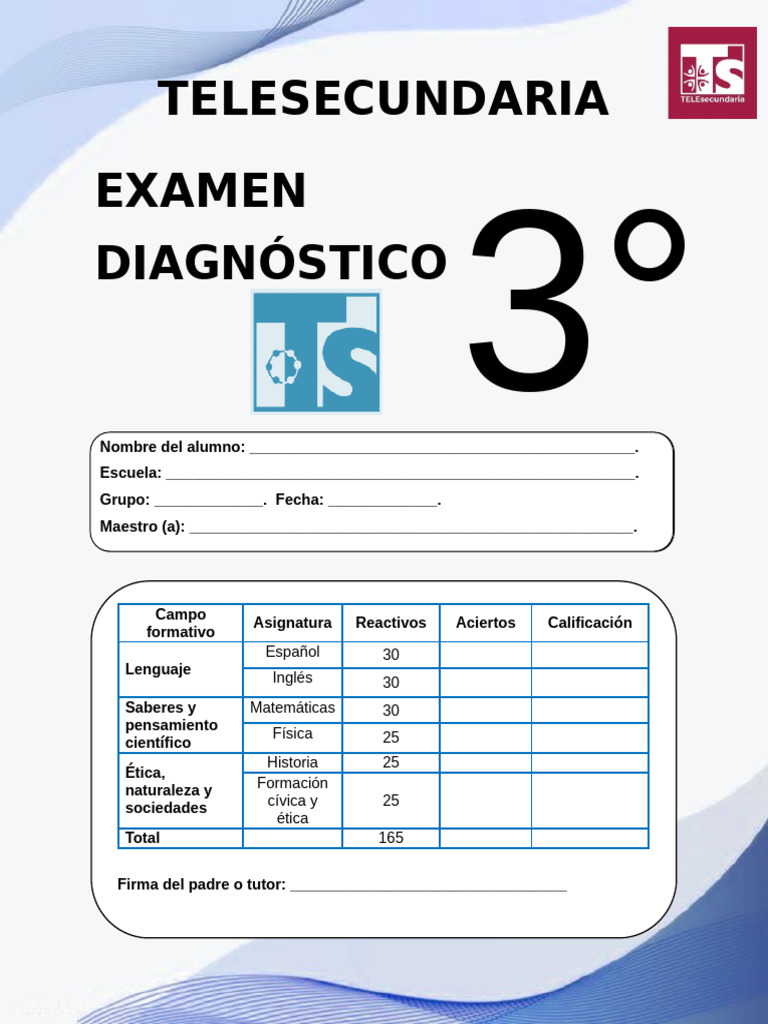 Examen Diagnóstico - TERCERO | PDF | Medición | Fuerza
