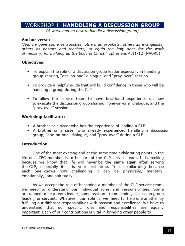 Leading Discussion Groups in CLP | PDF | Spiritual Gift