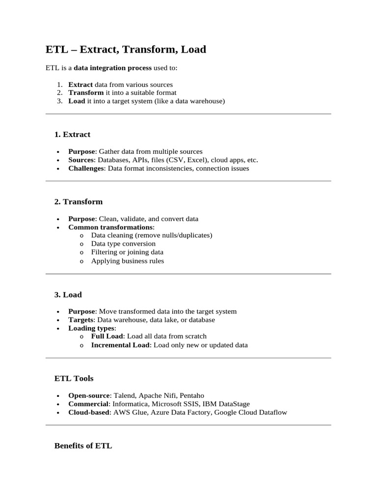 ETL - Extract, Transform, Load | PDF