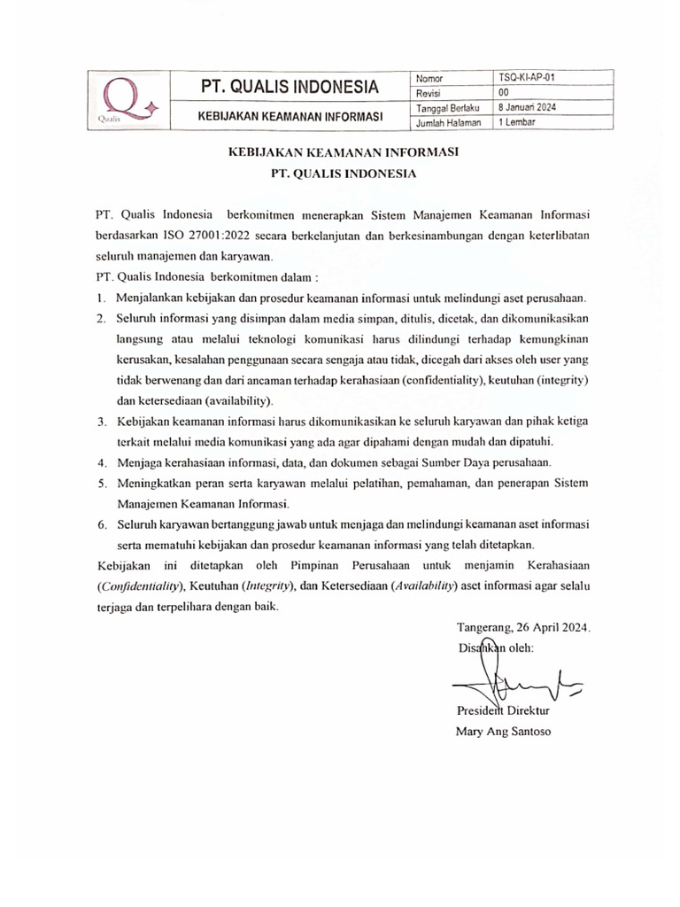 Kebijakan Keamanan Informasi 260424 | PDF