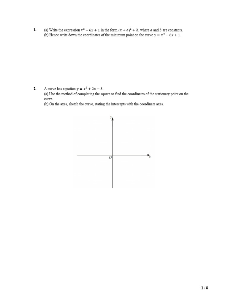 Completing the Square and Functions | PDF | Mathematical Objects ...