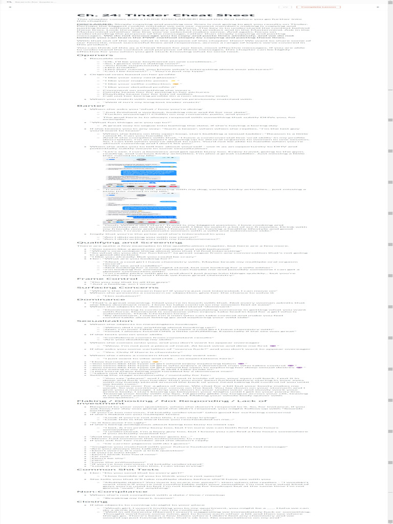 CH 24 Tinder Cheat Sheet Getelitecourses Com | PDF