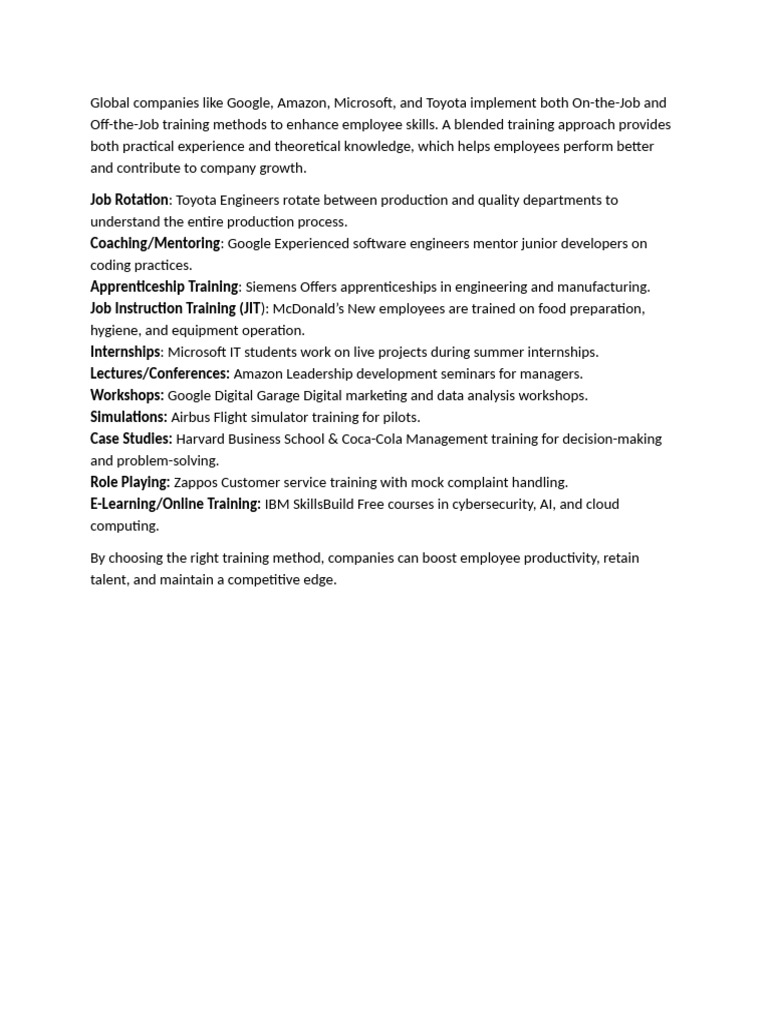 Effective Employee Training Methods | PDF