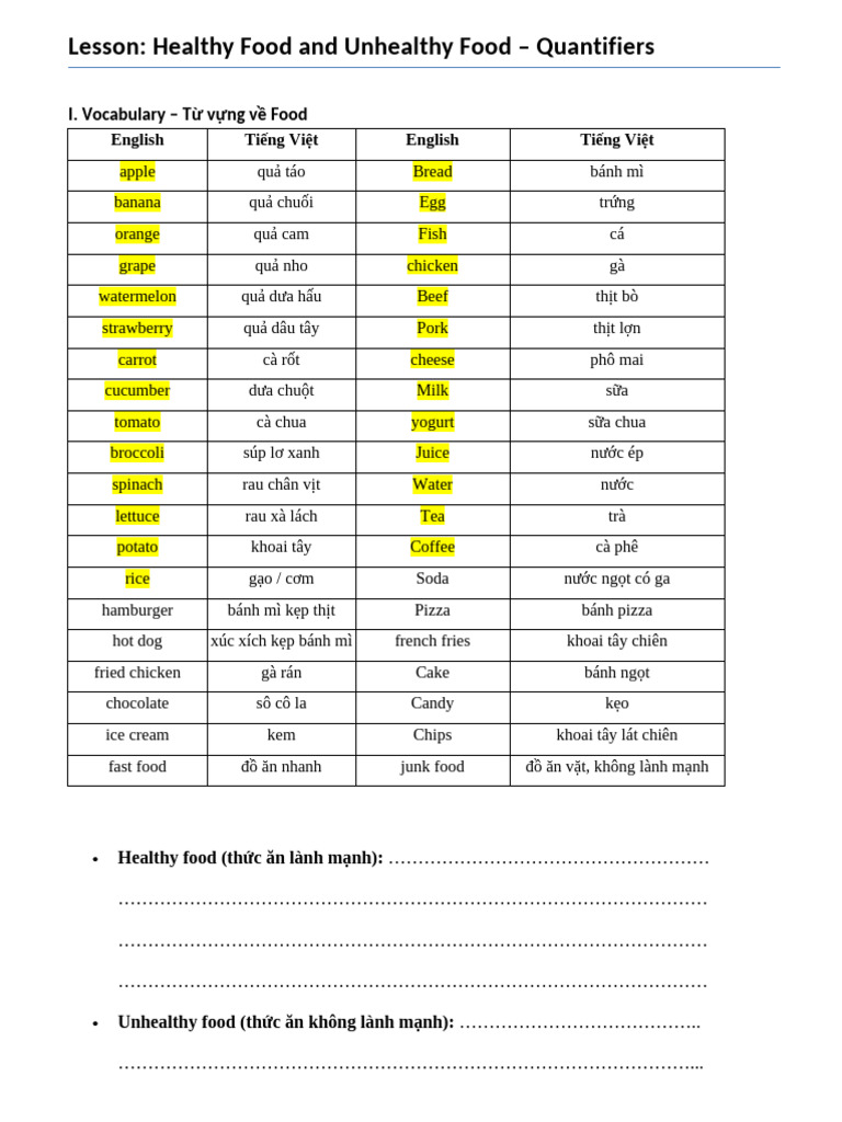 Healthy Food Quantifiers | PDF | Healthy Diet | Foods
