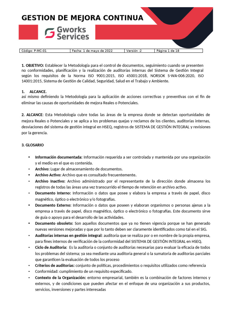 Metodología de Mejora Continua HSEQ | PDF | Auditoría | Sistema de ...