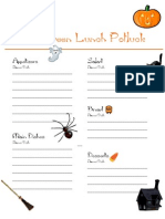 Halloween Potluck Sign-Up Sheet