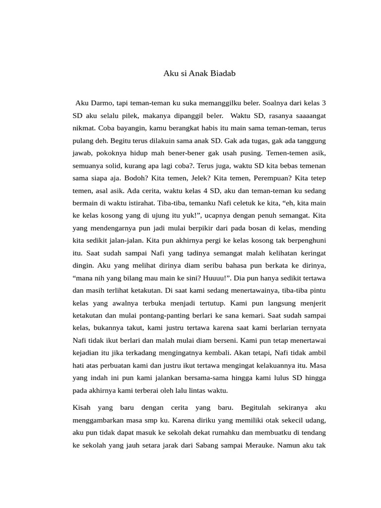 Kisah Darmo: Anak Biadab di Sekolah | PDF