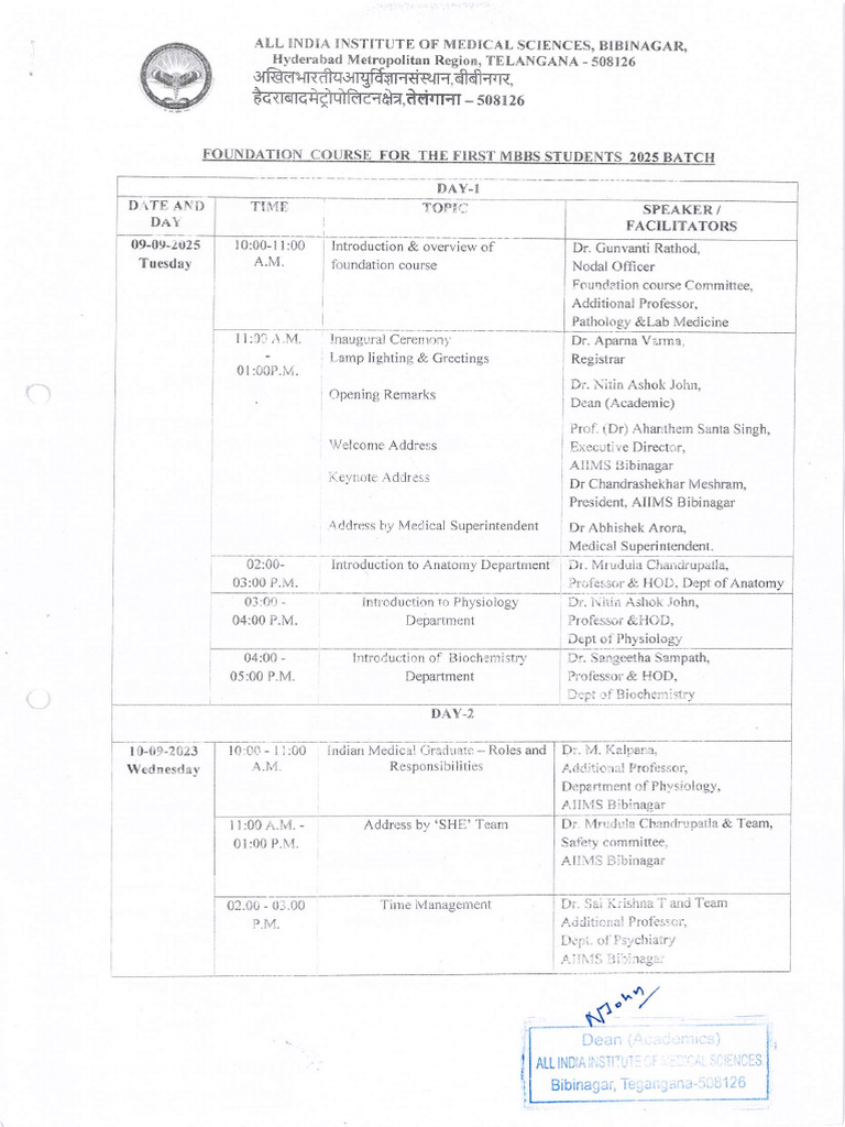 Foundation Course September 2025 Schedule | PDF