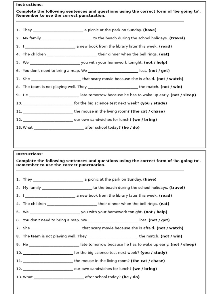 Exercise Verb Going To | PDF