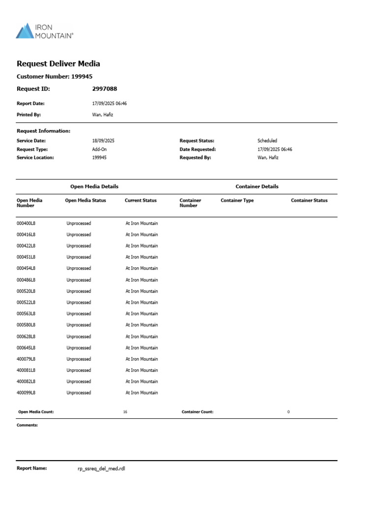 Unprocessed Media Request Report | PDF