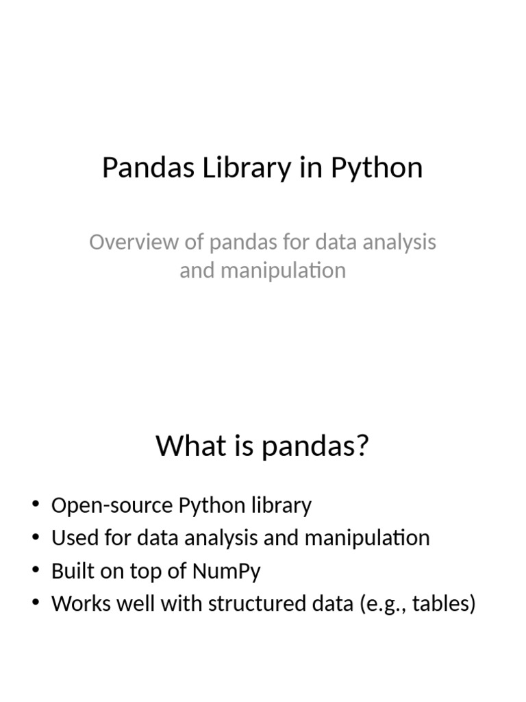 Pandas Library Overview | PDF