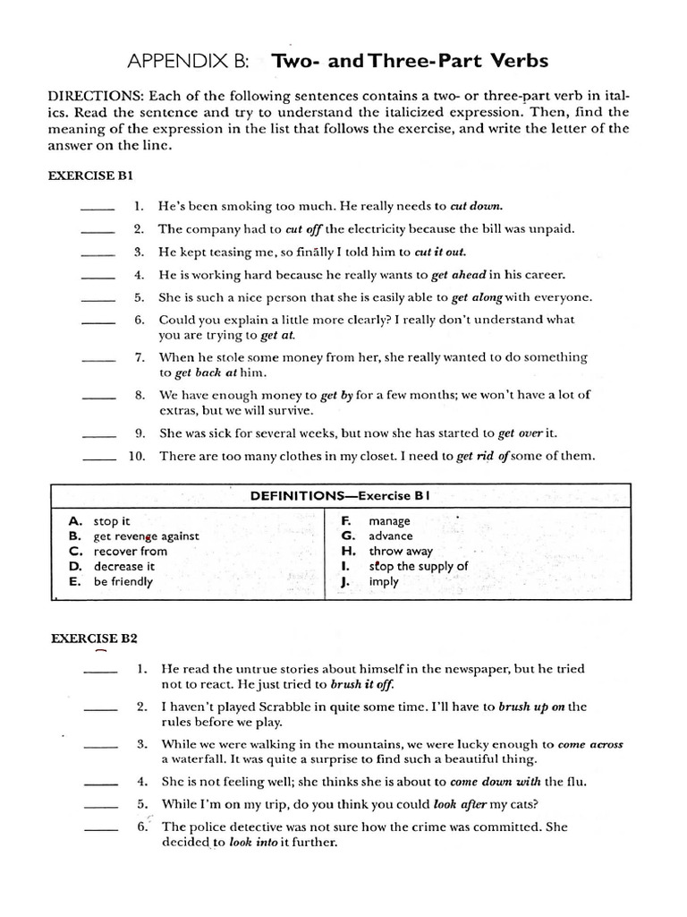 Appendix B - Phrasal Verbs | PDF