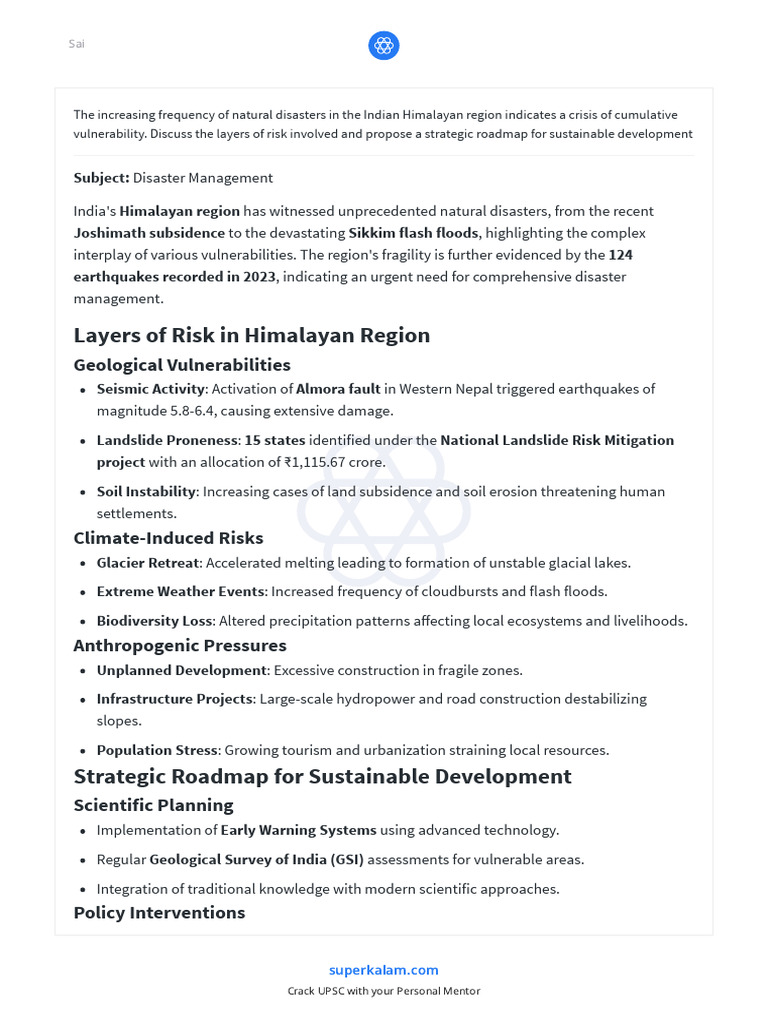 Himalayan Disaster Management Strategies | PDF | Himalayas | Earthquakes