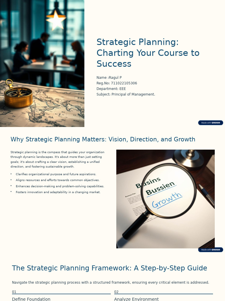 Strategic Planning Framework Guide | PDF | Strategic Planning | Goal