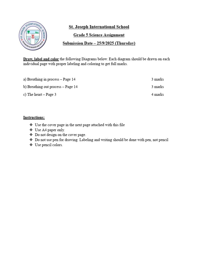 Grade 5 Science Assignment Guidelines | PDF