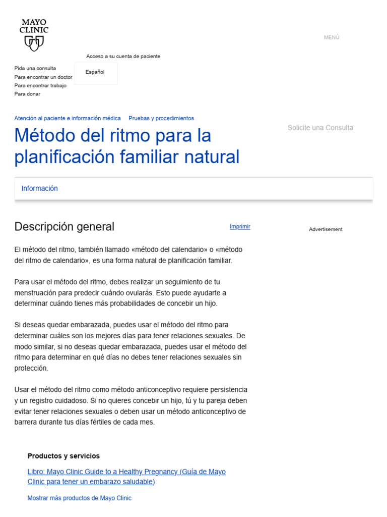 Método del Ritmo: Planificación Familiar Natural | PDF | Control de la ...