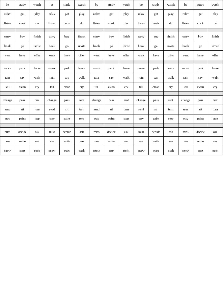 Past Simple Actions in Tic Tac Toe | PDF