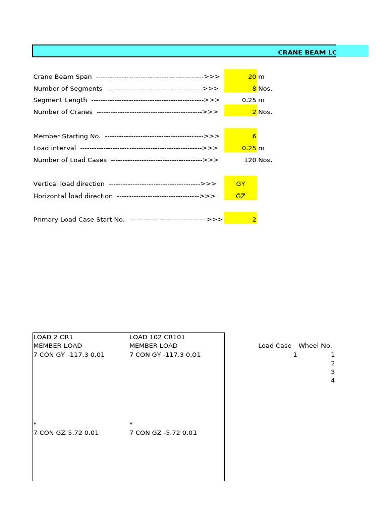 Crane Beam Load Application Data | PDF | Civil Engineering