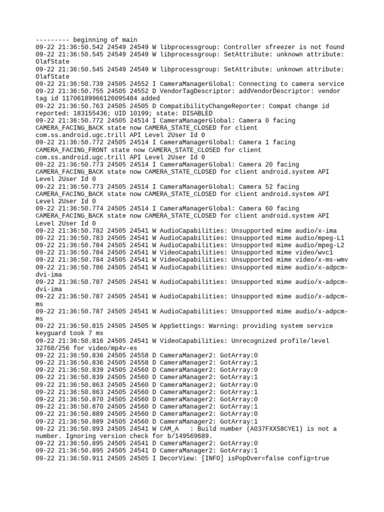 Camera Service Logs and Errors | PDF | System Software | Software
