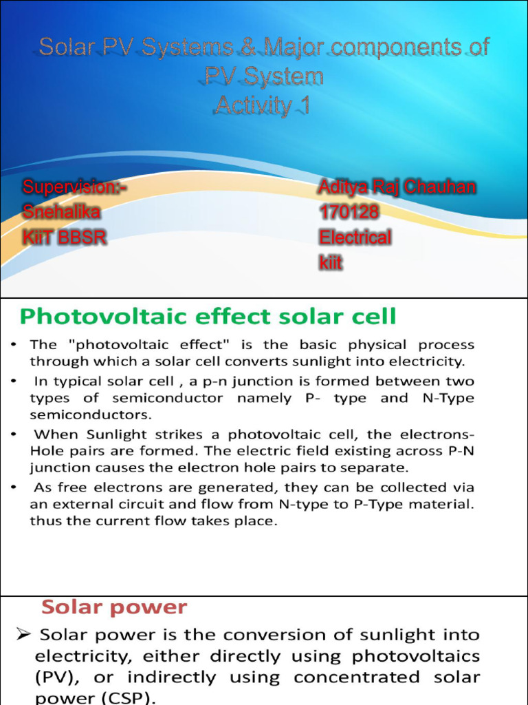 Activity 1 Different Solar PV Systems | PDF