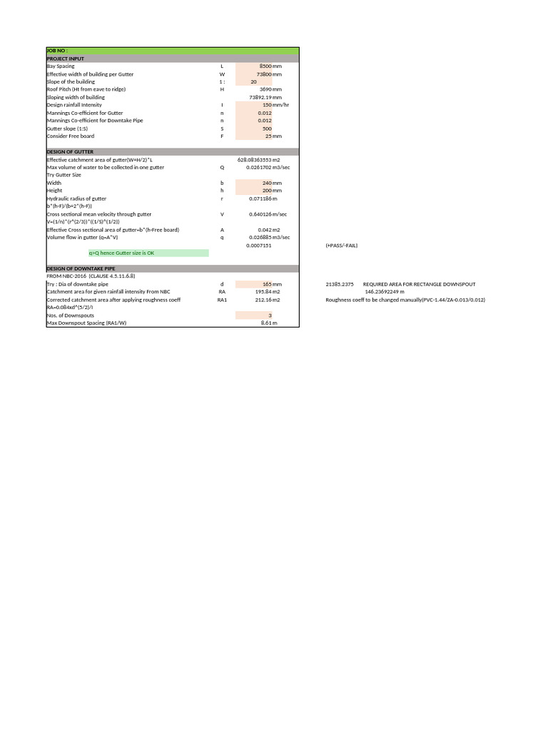 Gutter and Downspout Design Calculations | PDF