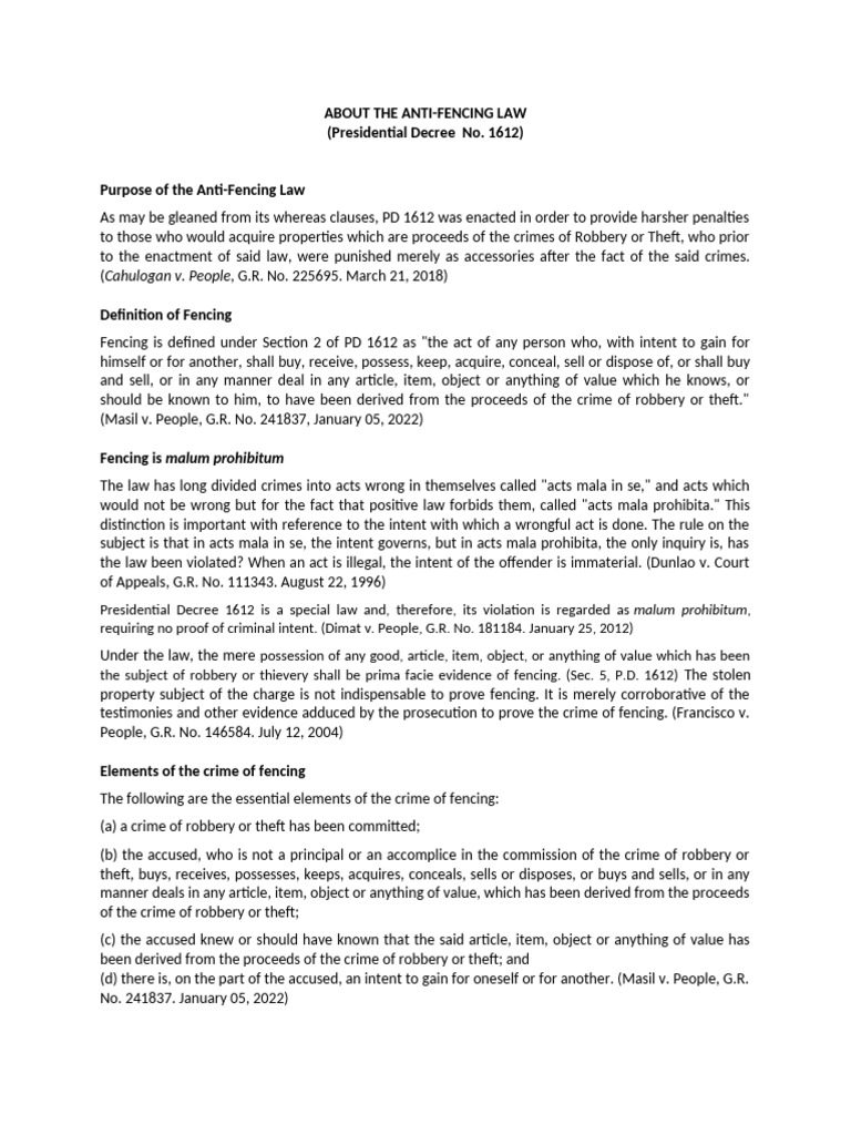 Understanding the Anti-Fencing Law | PDF | Theft | Crimes