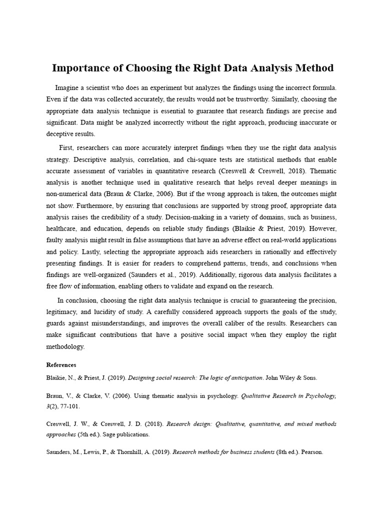 Importance of Choosing The Right Data Analysis Method | PDF | Data ...