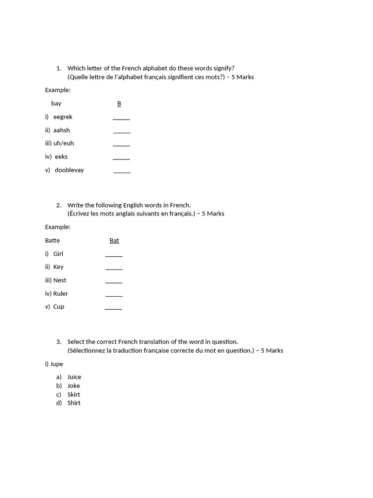 Exercice de traduction françaisanglais PDF — free download
