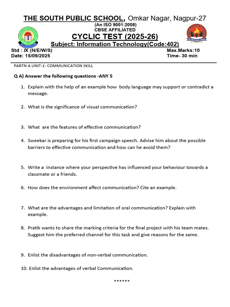 IX Cyclic Test | PDF