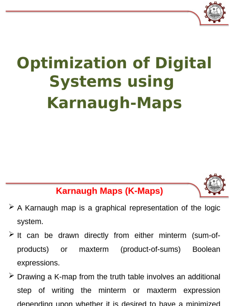 Karnaugh Map Optimization Techniques | PDF | Theoretical Computer ...