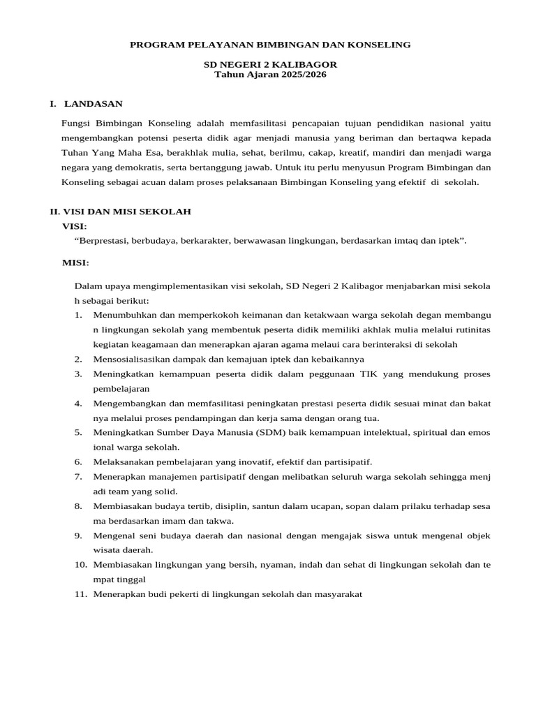Program_pelayanan_bk Sd 2 Kalibagor Ok | PDF