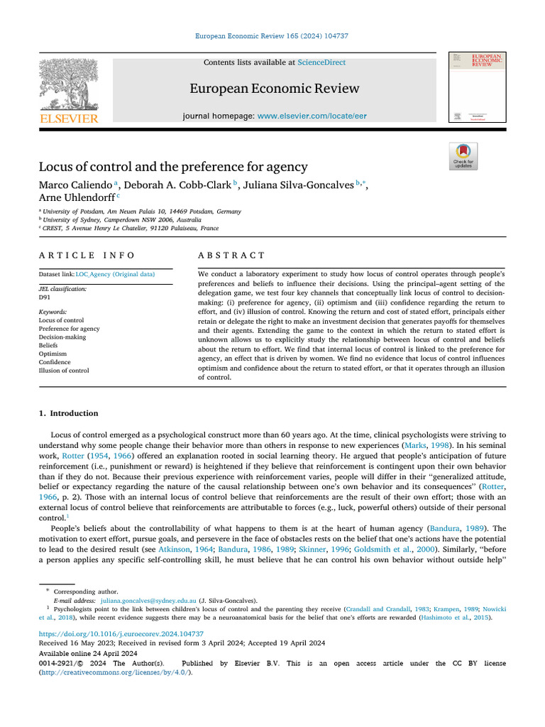 Locus of Control and Decision-Making | PDF | Self Efficacy | Reinforcement