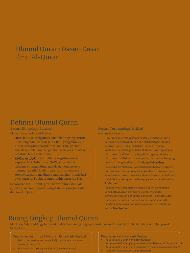 Pertemuan 2 Ulumul Quran Dasar Dasar Ilmu Al Quran | PDF