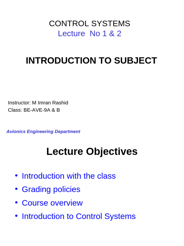 1 Conrol System Lec 1 and 2 | PDF | Control Theory | System