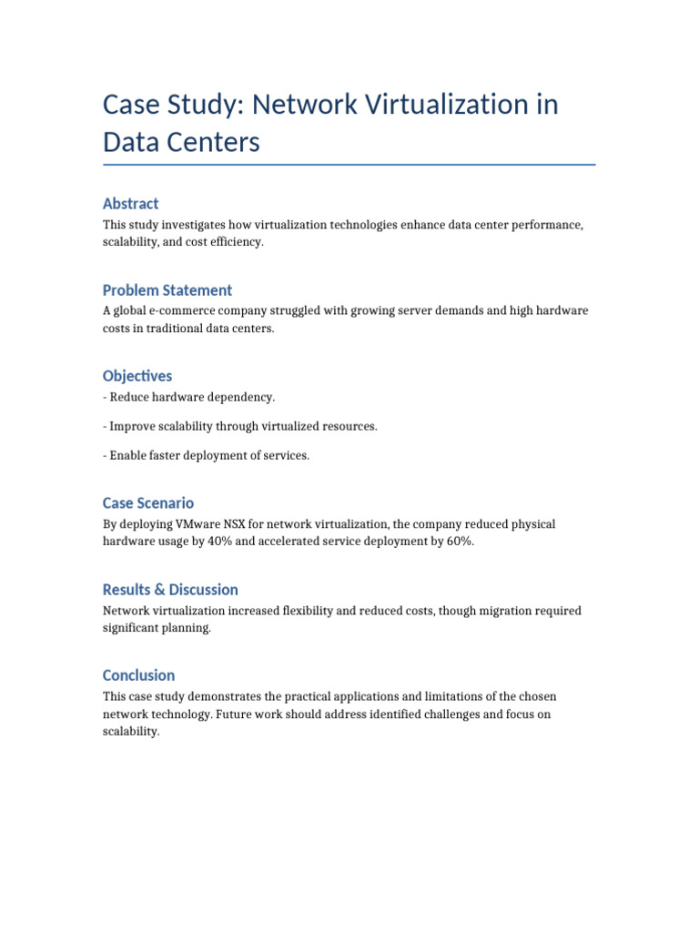 Network Virtualization Case Study: Data Centers | PDF