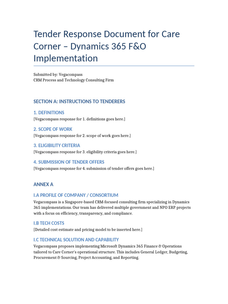 Tender for Dynamics 365 Implementation | PDF