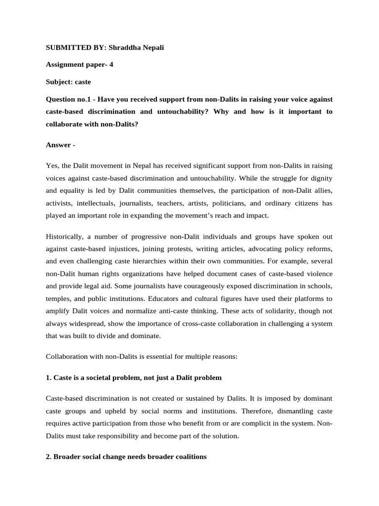 Non-Dalit Support in Nepal's Dalit Movement | PDF | Dalit | Caste