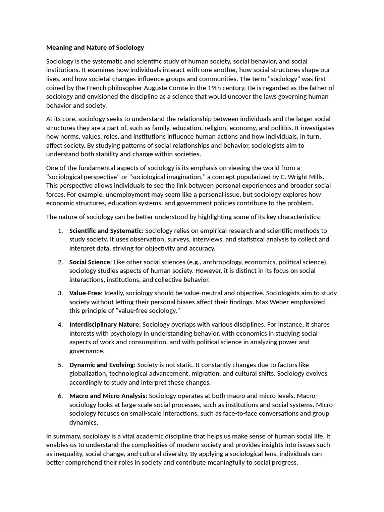 Understanding Sociology: Nature & Scope | PDF | Sociology | Social Sciences