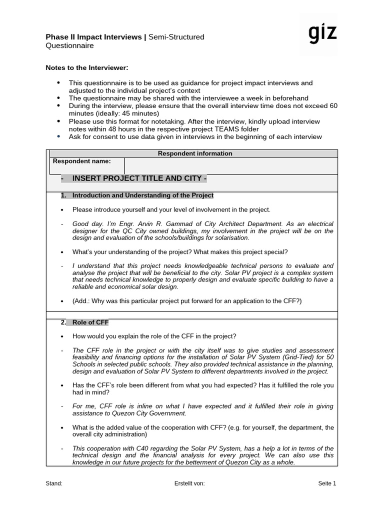 Phase II Impact Interviews Guide | PDF | Renewable Energy