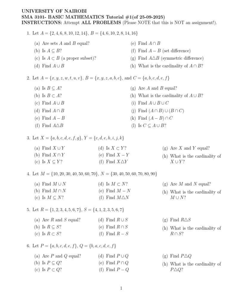 Basic Mathematics Set Theory Exercises | PDF | Chess | Chess Theory