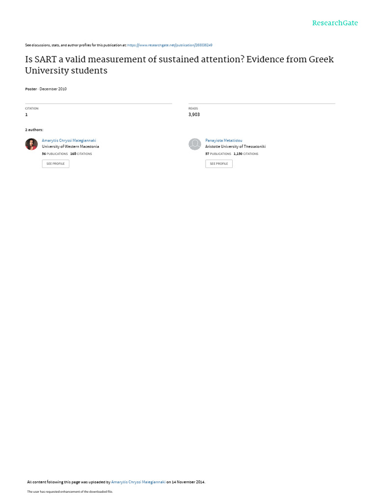 Validating SART for Sustained Attention | PDF | Attention | Mental ...