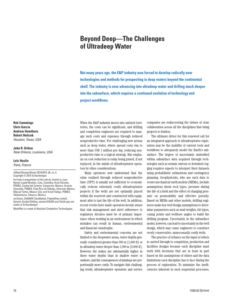 Ultradeep Water Drilling Challenges | PDF | Casing (Borehole) | Oil Well