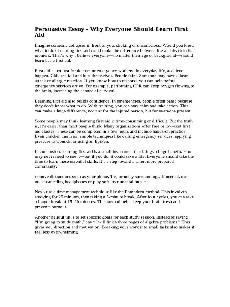 Persuasive Essay - Why Everyone Should Learn First | PDF