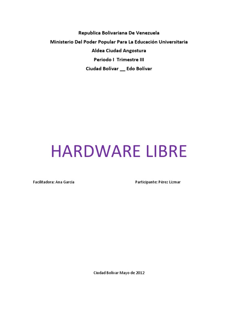 Fundamentos del Hardware Libre | PDF | Software libre | Hardware de la ...