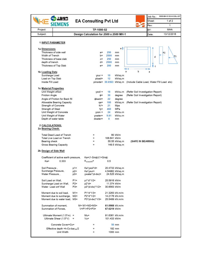 5555-BM-5100-M-OGL-207 (Structural Design Calc. For 2.5x2.5 MH) | PDF ...