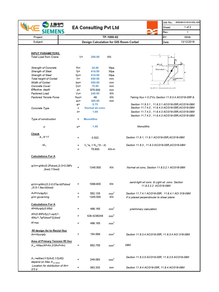 5555-BM-5100-M-OGL-208 (Structural Design Calc. For GIS Corbel) | PDF ...