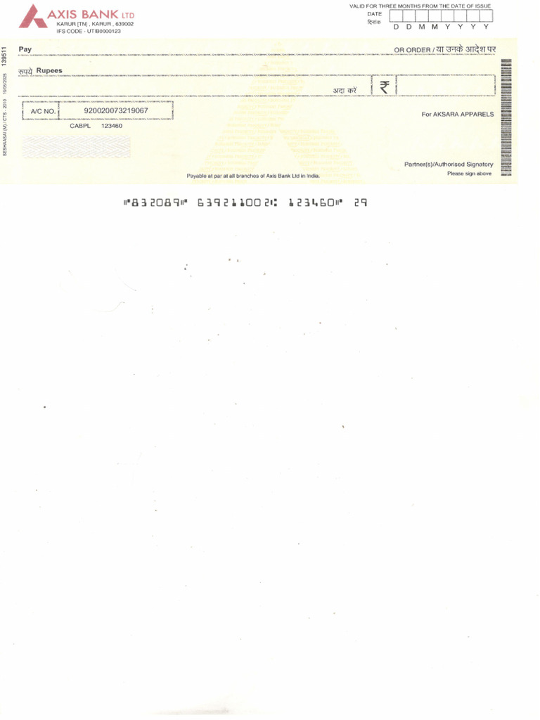 Axis Cheque | PDF
