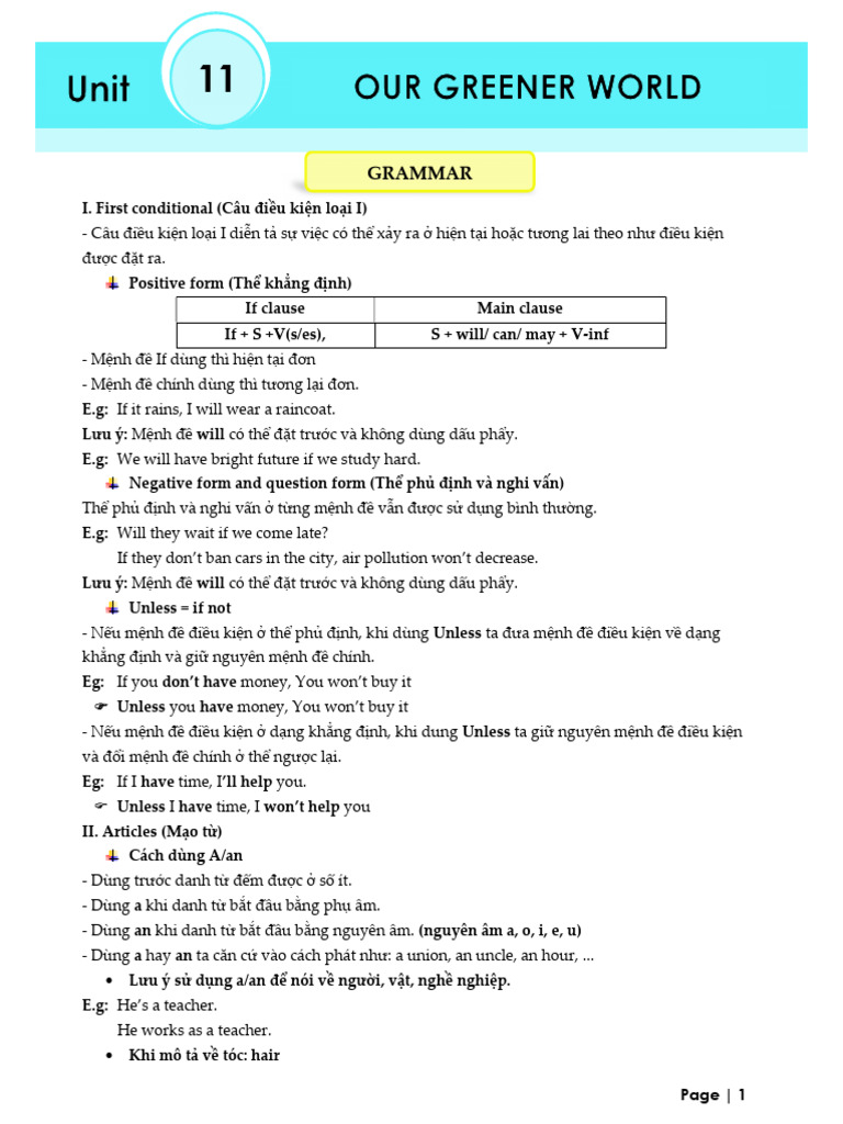 unit 11 tiếng anh 6 | PDF