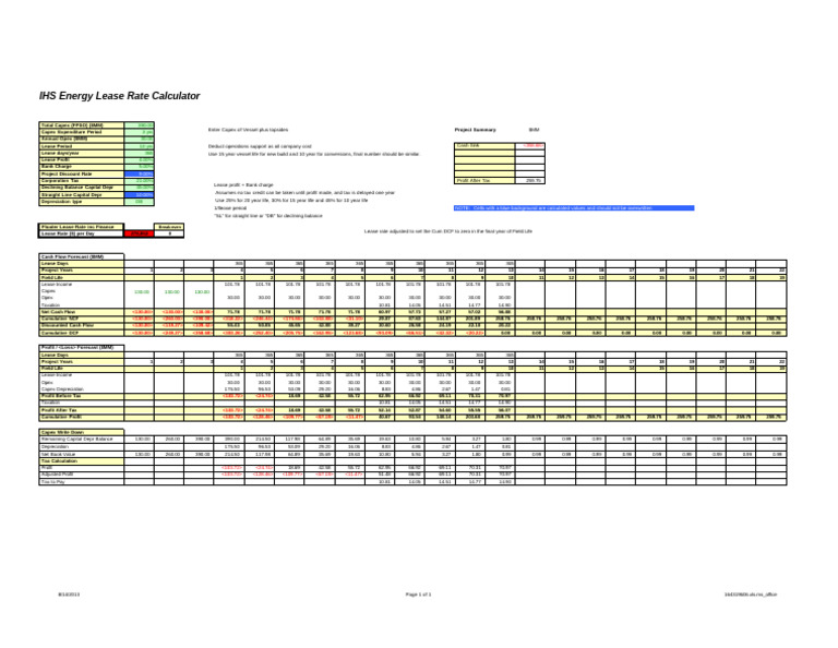 IHS Energy Lease Rate Calculator | PDF | Capital Expenditure ...