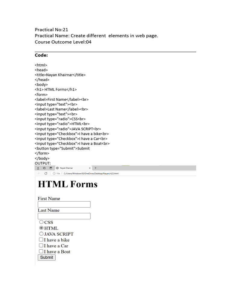 Create Web Page Elements with HTML | PDF